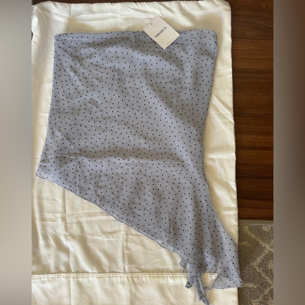 Forever 21 Asymmetrical Gray Polka Dot Top